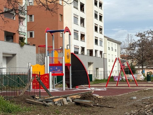 Il cantiere dei nuovi giardini di via Saint Bon