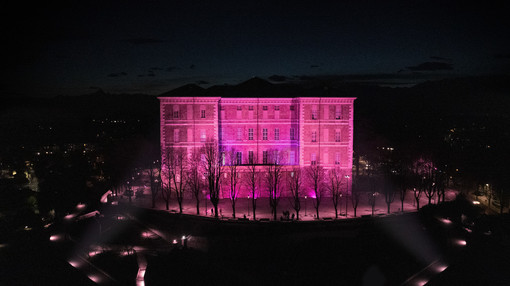 castello rivoli illuminato di rosa