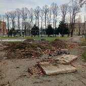 Un'immagine dei cantieri al parco della Tesoriera