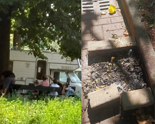 Camper a Mirafiori e falò accesi per terra