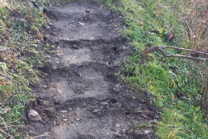 Alcuni dei gradini vandalizzati Alcuni dei gradini vandalizzati