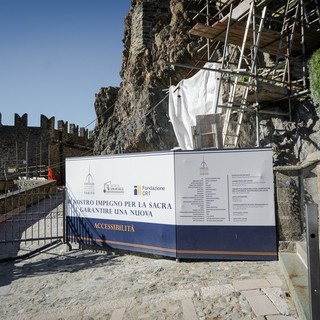 Il cantiere di lavoro alla Sacra di San Michele