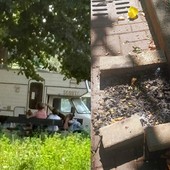 Camper a Mirafiori e falò accesi per terra