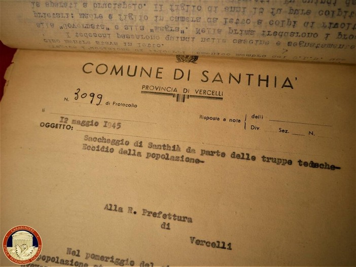 Tornano a Torino le carte sulla strage nazista di Santhià del 1945 Tornano a Torino le carte sulla strage nazista di Santhià del 1945