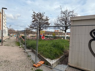 Il cantiere dei nuovi giardini di via Saint Bon