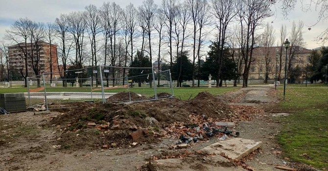 Un'immagine dei cantieri al parco della Tesoriera Un'immagine dei cantieri al parco della Tesoriera