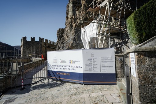 Il cantiere di lavoro alla Sacra di San Michele