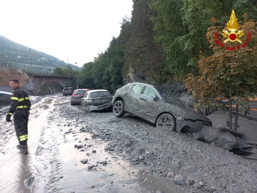 Una foto della disastrosa esondazione di fine giugno a Bardonecchia