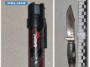 Lo spray e il coltello usati dai rapinatori Lo spray e il coltello usati dai rapinatori