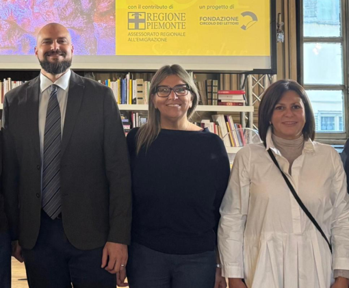 Chantal Re, al centro, con l’assessore regionale Maurizio Marrone e il consigliere regionale di Fdi Alessandra Binzoni Chantal Re, al centro, con l’assessore regionale Maurizio Marrone e il consigliere regionale di Fdi Alessandra Binzoni