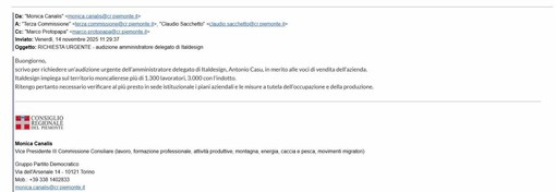 Italdesign, Canalis (Pd): "Unione Industriale e vertici aziendali non accettano di venire in Consiglio regionale"