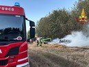 Rosta, vanno a fuoco le rotoballe di un campo: intervengono i vigili del fuoco