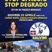 La locandina del presidio organizzato dalla Lega