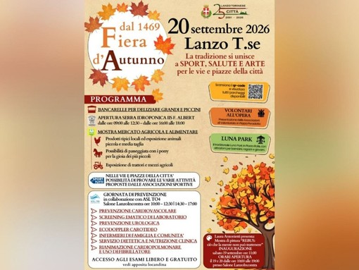 Lanzo celebra la sua storia con l'edizione 2026 della Fiera d'Autunno Lanzo celebra la sua storia con l'edizione 2026 della Fiera d'Autunno