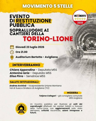 Tav, ad Avigliana incontro pubblico per illustrare gli esiti dei sopralluoghi nei cantieri Tav, ad Avigliana incontro pubblico per illustrare gli esiti dei sopralluoghi nei cantieri