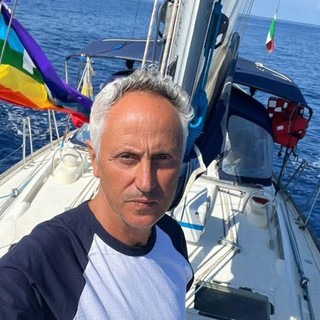 Marco Croatti durante il viaggio con la Flotilla