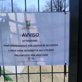 L'area cani chiusa dal Comune