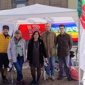 Uno dei banchetti di ottobre con Sinistra Italiana ed Europa Verde assieme