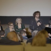 Gianluca Matarrese con la sua famiglia alla proiezione a Corigliano