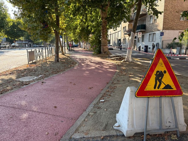 Ecco la nuova pista ciclabile di corso Bramante
