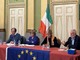Giovanni Trinchieri, primo a sinistra, in un incontro del Mfe pinerolese