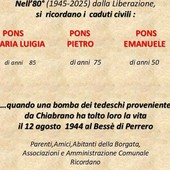 Un dettaglio della targa che verrà posta a Bessè