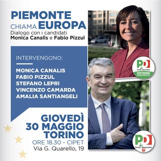 Al Cipet l'incontro &quot;Piemonte chiama Europa&quot;: confronto tra Monica Canalis e Fabio Pizzul