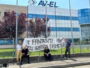 striscione di protesta dei lavoratori