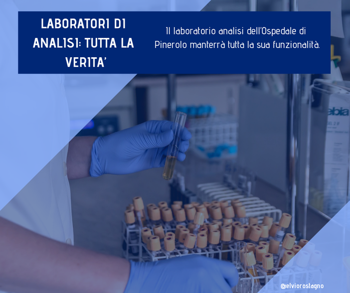 Rete dei laboratori analisi, Rostagno (Pd): &quot;La riforma conserva le potenzialità di Pinerolo&quot;