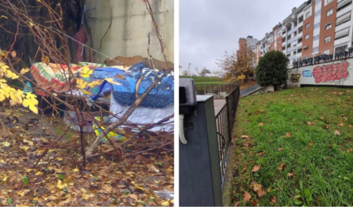 Il giaciglio nel giardino Salerno di via Cognasso