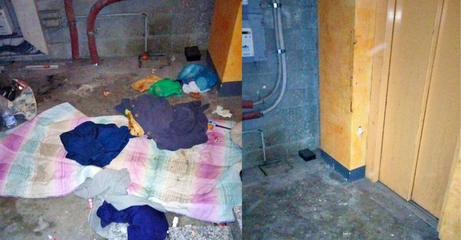 A sinistra le cantine occupate, a destra l'intervento post sgombero