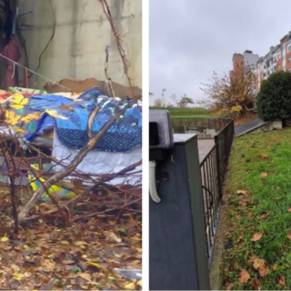 Il giaciglio nel giardino Salerno di via Cognasso