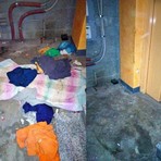 A sinistra le cantine occupate, a destra l'intervento post sgombero