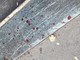 Foto di archivio di tracce di sangue sul terreno