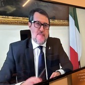 Salvini in videocollegamento con Torino Salvini in videocollegamento con Torino