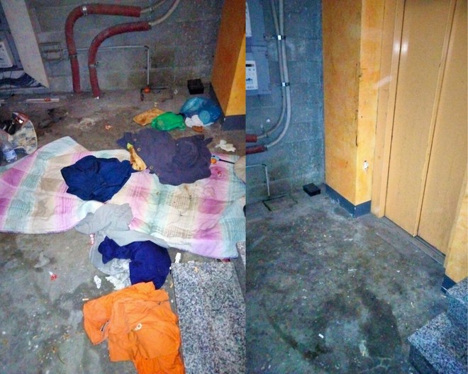 A sinistra le cantine occupate, a destra l'intervento post sgombero