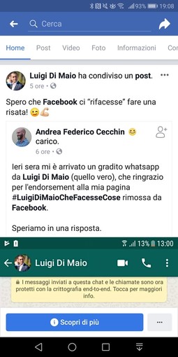 Chiusa la pagina &quot;Luigi Di Maio facesse cose&quot;. Di Maio:&quot;Speriamo che Facebook ci &quot;rifacesse&quot; fare una risata&quot;