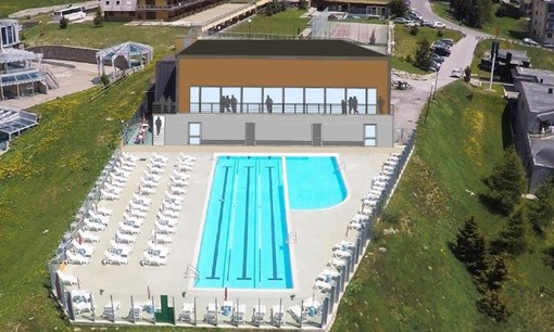 Un prospetto di come sarà la piscina riqualificata