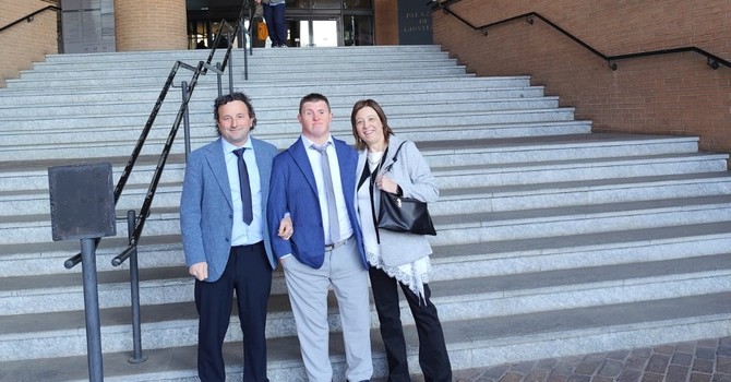 Da sinistra Pietro Miggiani, il figlio Lorenzo, e Fabia Cardillo