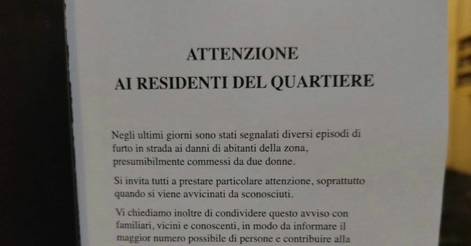 Il volantino apparso a Pozzo Strada