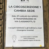 Il cartello che avvisa del trasferimento Il cartello che avvisa del trasferimento