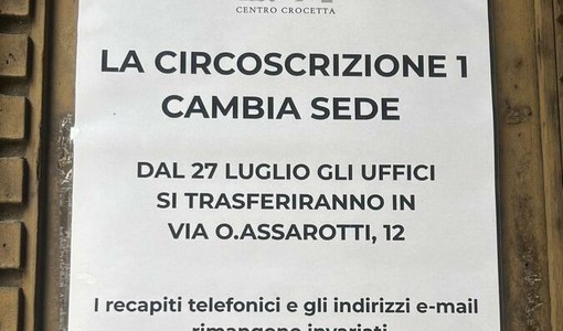 Il cartello che avvisa del trasferimento Il cartello che avvisa del trasferimento