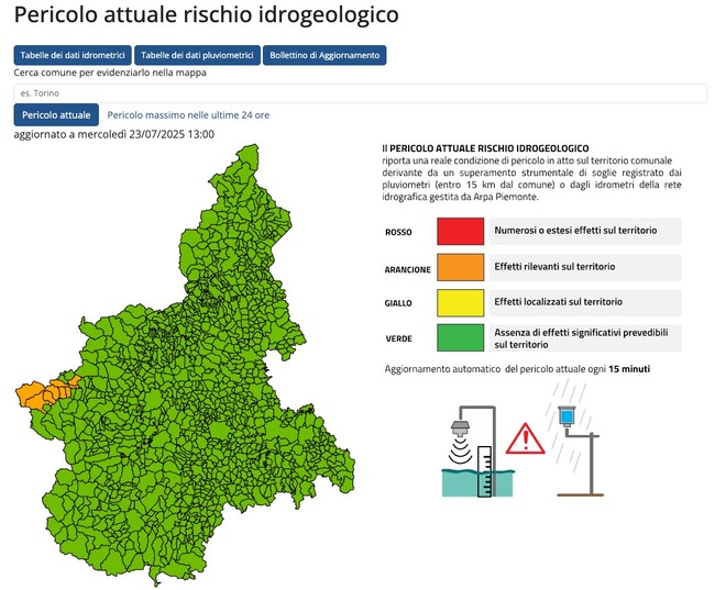 La locandina che testimonia l'allerta meteo