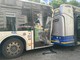 Tamponamento tra due bus in piazza Solferino