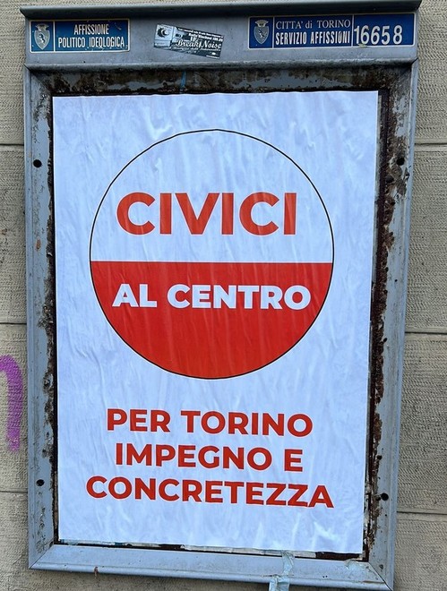Comunali 2027, &quot;Civici al centro&quot; lancia campagna di affissione : &quot;Impegno per Torino&quot;