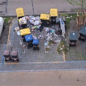 Cassonetti strapieni e rifiuti lungo la strada: immondizia ovunque in corso Francia