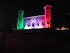 Il Castello di Moncalieri illuminato con il tricolore si prepara alla riapertura