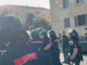 Un momento della contestazione al ministro Valditara
