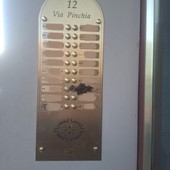 Il citofono imbrattato con quelle che sembrano deiezioni canine