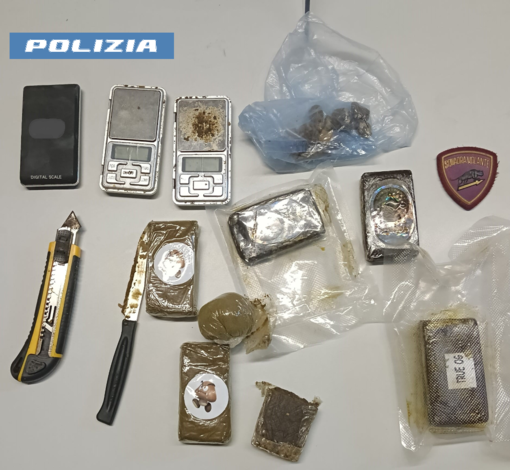 La doga sequestrata a bordo del camper in corso Traiano